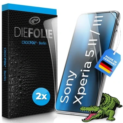 Abbildung von Crocfol Schutzfolie vom Testsieger [2 St.] kompatibel mit Sony Xperia 5 II / III selbstheilende Premium 5D Langzeit Panzerfolie inkl. Kamera schutzfolien (Case friendly)