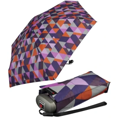 Abbildung von Knirps® Taschenregenschirm winziger Damen Taschenschirm, leicht und flach, für die Handtasche Travel Donna purple