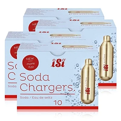 Abbildung von iSi Soda Chargers Sodakapseln 10 Kapseln Für sprudelndes Wasser 84g (4er Pack)