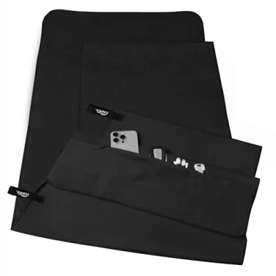 Abbildung von Pameil Fitness Handtuch 2er Set mit Reißverschluss Tasche, Sporthandtuch 120x50cm+80x40cm Mikrofaser als leichtes, Kompaktes Strandtuch, Badetuch, Reisehandtuch, Gym