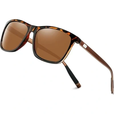 Abbildung von KANASTAL Sonnenbrille Herren und Damen Retro Polarisiert UV400 Schutz für Reise Wandern Angeln Alltag, Leopard Rahmen Braun Gläser Bügel