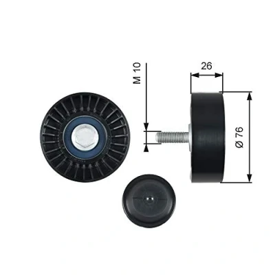 Abbildung von GATES T36485 Umlenkrolle FleetRunner Micro V Stretch Fit VOLKSWAGEN: Polo Schrägheck, Touran I, GOLF 6, AUDI: A3 Sportback
