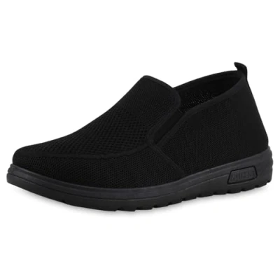 Abbildung von VAN HILL Herren Slip Ons Flach Strick Sportlich Schuhe 217325 Schwarz 40