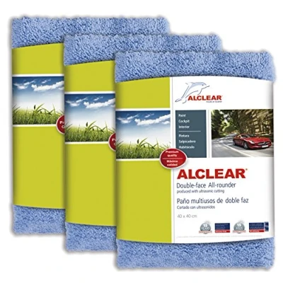 Abbildung von ALCLEAR Poliertücher 2 seitiger Allrounder für Auto Motorrad &amp; Poliermaschine, Detaillierung Mikrofaser Poliertuch Set, 3er saugfähig 40x40 cm blau.
