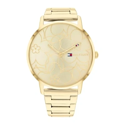 Abbildung von Tommy Hilfiger Analog Quarzuhr für Damen mit Gelbgoldfarbenes Edelstahlarmband 1782366