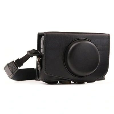 Abbildung von MegaGear MG1173 Canon PowerShot SX740 HS, SX730 HS Ever Ready Leder Kameratasche Schwarz
