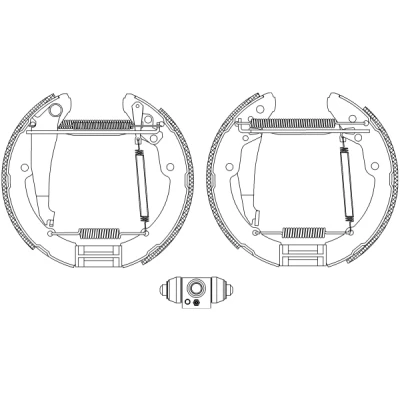 Abbildung von TEXTAR Shoe Kit Pro 84052402 Bremsensatz, Trommelbremse mit Radbremszylinder, Stellelement SKODA: Octavia 1 Combi, I Schrägheck