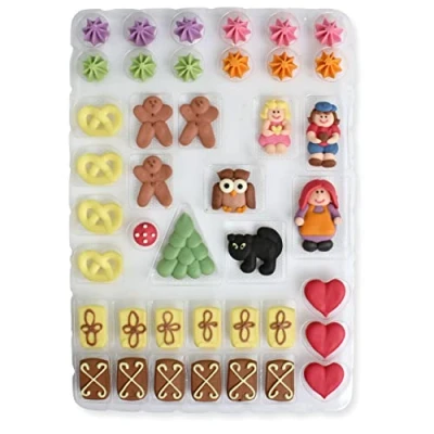Abbildung von LEBKUCHEN WELT essbare Hexenhaus Dekoration aus Zucker, zum verzieren 41 teilig (1x64g) Lebkuchenhaus verzieren, Knusperhäuschen, Knusperhaus essbar