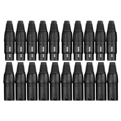 Abbildung von Pronomic Steckerset XLR Male 10 Stück, Female Stück (zur Kabelkonfektionierung, Montage, Hochwertige Spannzangen Zugentlastung, stabiles Druckguss Gehäuse) schwarz