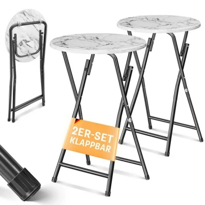 Abbildung von KESSER® Stehtisch 2er Set Bistrotisch mit PVC Platte Wetterbeständiger Klapptisch 60cm / 110cm Partytisch Tisch rutschfest In &amp; Outdoor Hochzeit Empfangstisch 4 Standfüße pulverbeschichtet