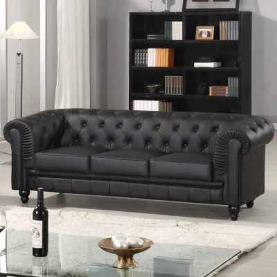 Abbildung von Menzzo Chesterfield Sofas, Holz, schwarz, L209 x P82 H72 cm