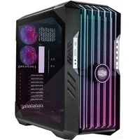 Abbildung von Cooler Master HAF 700 EVO PC Gehäuse Big Tower mit 5 x vorinstallierten Lüftern, E ATX Kompatibilität, drehbare Kühlerhalterungen, LCD Echtzeitanzeige, ARGB Edge Lit Blades, miditower