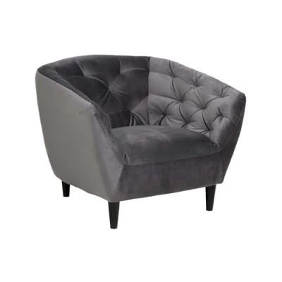 Abbildung von ACTONA GROUP Loungesessel &quot;Ria Armlehnstuhl, Polstersessel, Einzelsofa, Relaxsessel,&quot;, 1 Sitzer, Samtstoff, Massivholz Beine, Taschenfederkern, Tufting