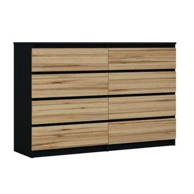 Abbildung von 3E 3xE living.com Kommode mit 8 Schubladen, Farbe: Schwarz/Wotan Eiche, A: 140 x 101 39 cm