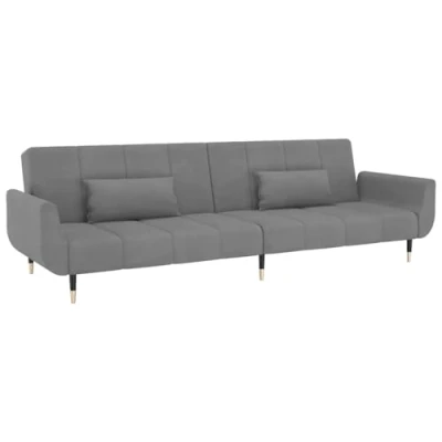 Abbildung von vidaXL Sofa Schlafsofa 2 Sitzer mit Kissen Hellgrau Samt
