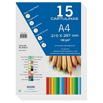 Abbildung von Dohe Weißer A4 Karton für Basteln und Druck (15 Stück) 21 x 29,7 cm 180 g/m² Bürobedarf