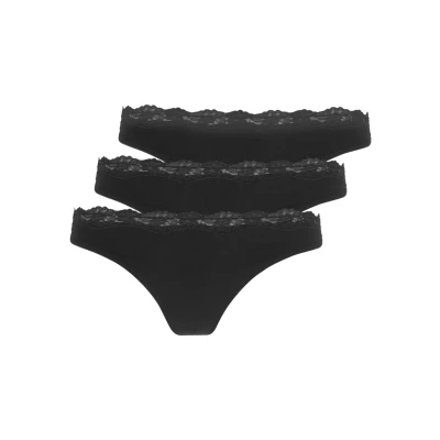 Abbildung von Lascana 3 PACK String, Damen, Größe: 32/34, Schwarz