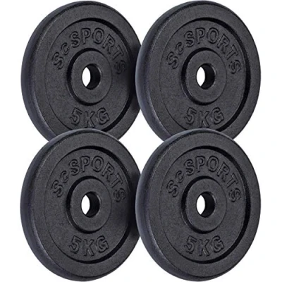 Abbildung von ScSPORTS® Hantelscheiben Set, 10/20/30/40kg, 30/31mm Bohrung, Gusseisen, Schwarz Gewichtsscheiben, Hantelgewichte, Fitness Scheiben, Gewichte für Hantel (20 KG (4 x 5 kg))