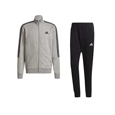 Abbildung von adidas Herren M 3s Ft Tt Trainingsanzug, Top:Medium Grey Heather/Black Bottom:Black/White, 7 EU