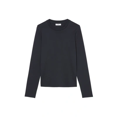 Abbildung von Marc O&#039;Polo Denim Crewneck Interlock Langarmshirt, Damen, Größe: XS, Blue depths
