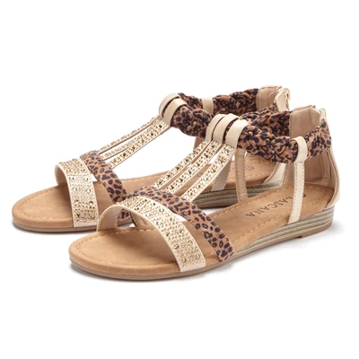 Abbildung von Lascana Riemensandalette, Damen, Größe: 43, Braun camelfarben leo Schuhe