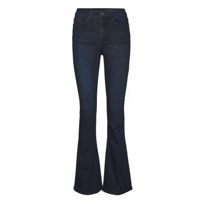 Abbildung von Noisy May Damen Flared Schlag Jeans High Waist Denim Stretch Hose Wide Vintage Pants NMSALLIE, Farben:Dunkelblau, Größe:30W / 32L