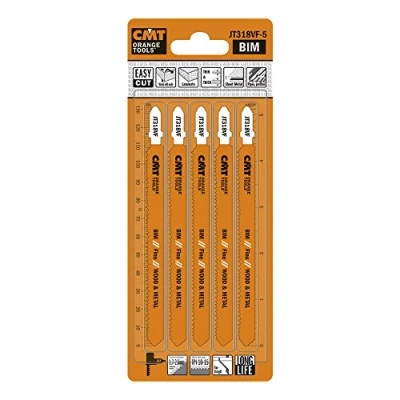 Abbildung von CMT ORANGE TOOLS JT318VF 5 BIM STICHSÄGEBLÄTTER FÜR HOLZ/METAL 132X1.7 2.6X10 15TPI (FINE)