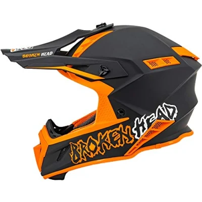Abbildung von Broken Head The Hunter Ultra Leichter Motocross Helm &amp; Enduro für Profis Light Orange Größe L (59 60 cm)