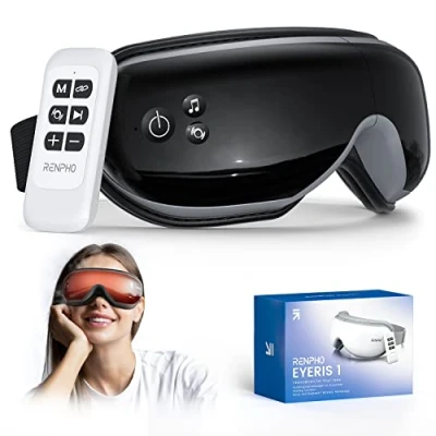 Abbildung von RENPHO Eyeris 1 Augenmassagegerät mit Wärme, Augenmaske Vibration, Fernbedienung und Bluetooth Musik, Reduzierung der Augenbelastung, Trockene Augen, Geschenke für Frau &amp; Man