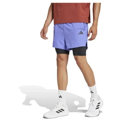 Abbildung von adidas Performance GYM+ 2IN1 kurze Sporthose Semi blue/black, Herren, Größe: Medium, blue/black