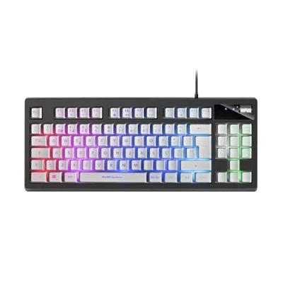 Abbildung von Mars Gaming MKAXWPT TKL H Mech Kompakttastatur, RGB Beleuchtung mit 9 Effekten, Gel Handballenauflage, Weiß, Portugiesisch