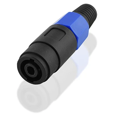 Abbildung von BestPlug 4 polige Stereo Audio PA Speakon Kupplung Buchse weiblich Lötversion, Schwarz Blau