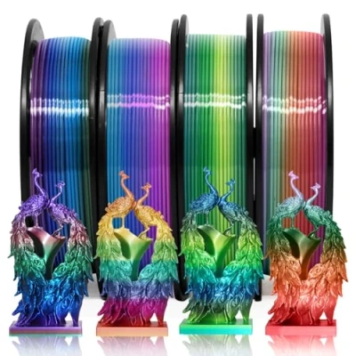 Abbildung von YOUSU pla silk rainbow filament, 3d drucker mehrfarbig regenbogen filament 1.75, seide, printer 250g x 4 Spools,