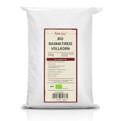 Abbildung von 25kg Bio Basmati Reis Vollkorn aromatischer Basmatireis ohne Zusätze Naturreis Duftreis in der Großpackung