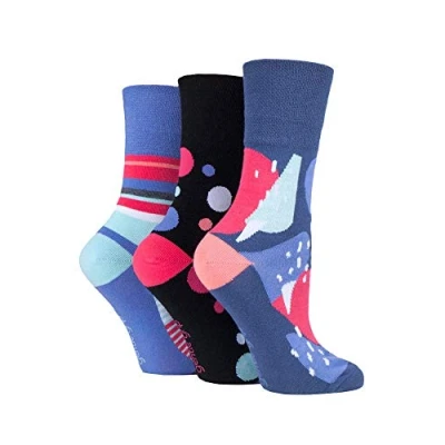 Abbildung von Gentle Grip 6er Pack Damen Baumwolle Reine Bunt Muster Ohne Gummi Socken mit Design (37 42 EU, GG190)