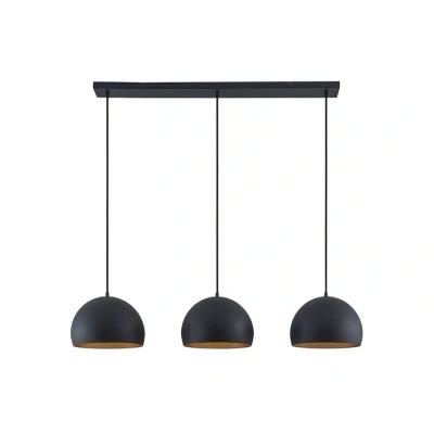 Abbildung von Lindby Hängeleuchte Tarjei, dimmbar, Leuchtmittel nicht inklusive, Modern, Stahl, Schwarz, gold, 3 flammig, E27, Deckenlampe