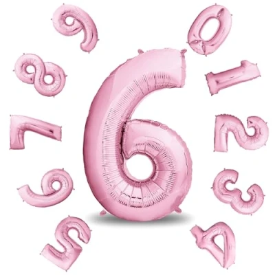 Abbildung von envami® Geburtstagsdeko Mädchen 6 Jahre XXL Geburtstag Deko Rosa 101CM Luftballon 6. Zahlen Folienballon Helium