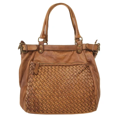 Abbildung von Samantha Look Shopper Echt Leder Damen Made in Italy, Smartphonefach, Patchwork Umhängetasche 021779