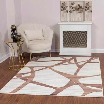 Abbildung von Surya Santa Cruz Teppich Läufer Modern Abstrakt Design in Marmor Optik für Esszimmer, Schlafzimmer, Wohnzimmerteppich weicher Groß 80x150cm Weiß, Braun