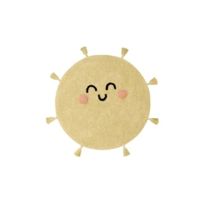 Abbildung von Lorena Canals Teppich, waschbar, You&#039;re My Sunshine, Hellgelb, Dunkelgrau, Pfirsich 97% Baumwolle 3% andere Fasern, Basis: recycelte Ø 100 cm