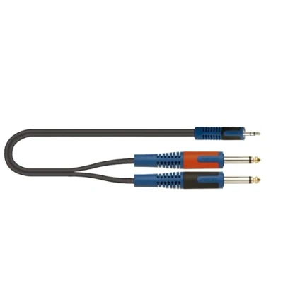 Abbildung von Roksolid Audiokabel mit Mono Klinkenstecker 2 x 6,3 mm auf 1 3,5 mm, 5 m