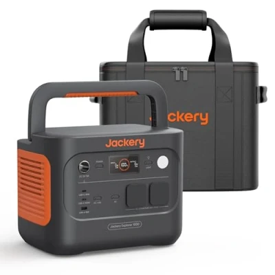 Abbildung von Jackery E1000 v2 Tragbare Powerstation mit M Tragtasche für Powerstation, 1070Wh LiFePO4 Solargenerator, 1500W AC/100W USB C Ausgang, 1 Std. Schnellladung, Outdoor Camping, Wohnmobil