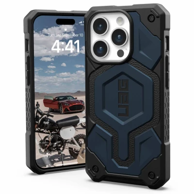 Abbildung von Apple iPhone 15 Pro Hülle MagSafe Kunststoff UAG Hard Case/Backcover Handyhülle Blau Shockproof/Stoßfest