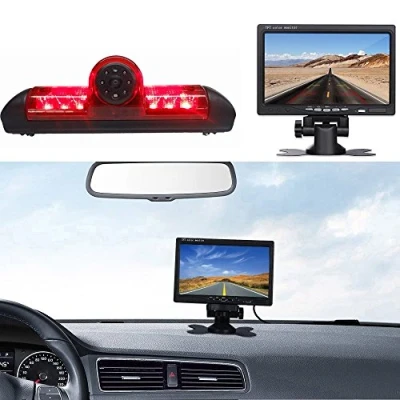 Abbildung von 【Rückfahrkamera Transporter +7 Zoll TFT LCD Bildschirm Auto Monitor】Bremsleuchte Dach Rückfahrkamera Ersatz für Fiat Ducato X250/Peugeot Boxter/Citroen Jumper, HD Monitor Alle Autos
