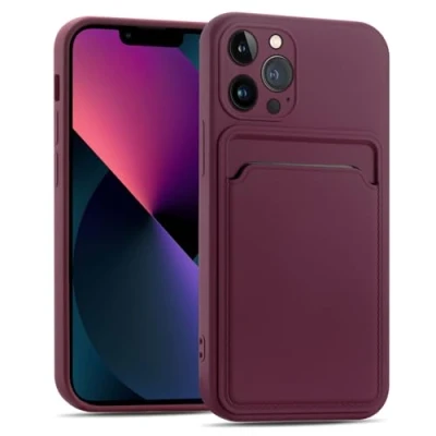 Abbildung von CoolGadget Card Case für iPhone 16 Pro, TPU Schutzhülle mit Kartenfach und erhöhtem Kantenschutz, Lila