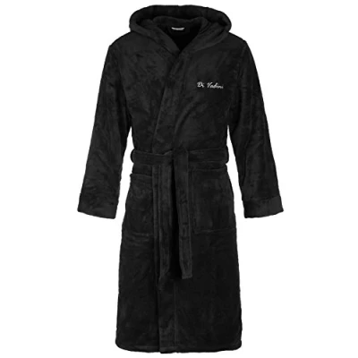 Abbildung von Di Vadini Bademantel UNISEX Herren Damen FLORENZ mit Kapuze, wadenlang, Polyester, Weitenverstellung, Bindegürtel, Kapuze