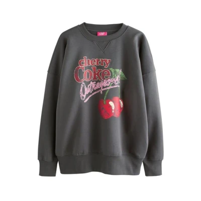 Abbildung von Next License Cherry COKE Washed Crewneck Sweatshirt, Damen, Größe: Medium, Charcoal grey