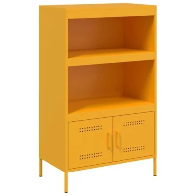 Abbildung von vidaXL Highboard, Sideboard mit 6 Fächern, Kommode Anrichte für Wohnzimmer Schlafzimmer, Schrank Beistellschrank, Industrie Stil, Senfgelb Stahl