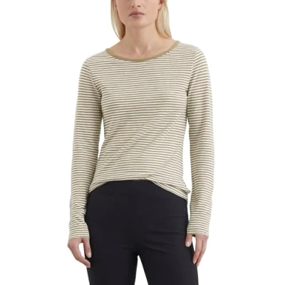 Abbildung von Marc O&#039;Polo LONG Sleeve Round NECK Striped Langarmshirt, Damen, Größe: XL, Beige
