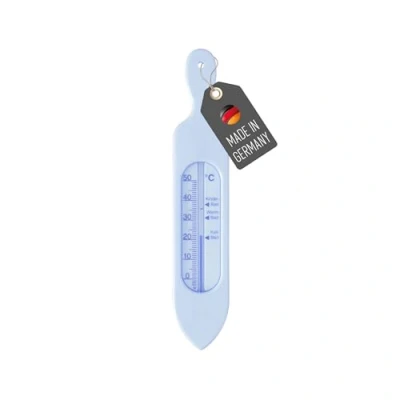 Abbildung von Lantelme Badethermometer Farbe Hellblau Temperaturanzeige mit Richtangaben Made in Germany Analog Bade Thermometer für Zuverlässige Wassertemperaturanzeige Badewanne Badewasser (Hellblau)